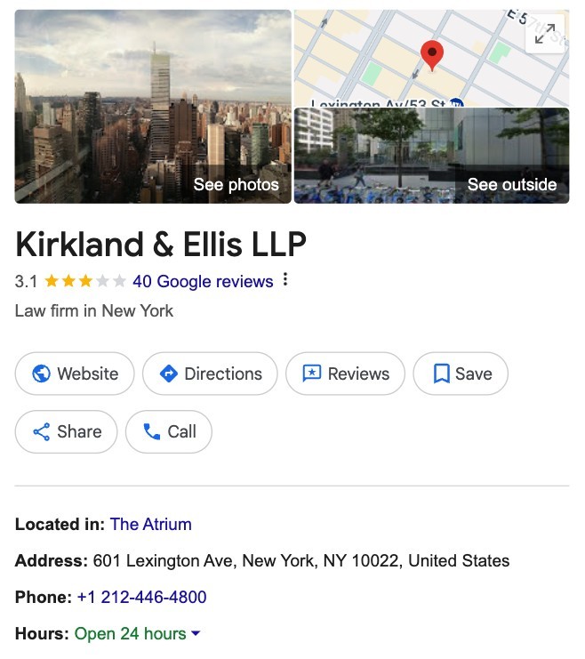 Google Business Profile for a law firm